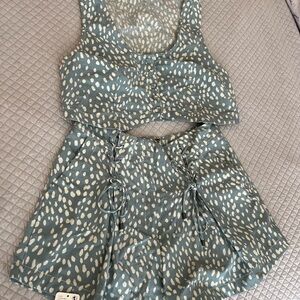 FREE PEOPLE - Bennett Crop Cotton Top & Shorts Set (size 12)